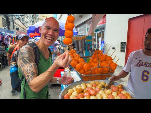 FILIPINO Street Food in Manila, Philippines - KWEK KWEK, LUMPIA, HALO-HALO + Quiapo Market Food Tour