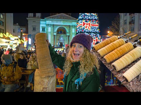 CHRISTMAS Street Food in Budapest, Hungary - LÁNGOS &amp; BEEF GOULASH + CHRISTMAS MARKETS IN EUROPE